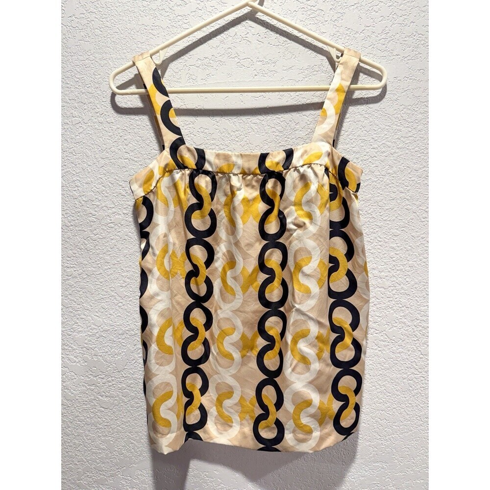 J Crew 100% Silk Sleeveless Blouse Women’s Small Yellow Chain link Y2K Pockets